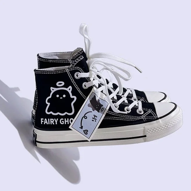 Luxury Boots For Sale Womens Mens Students Fairy Ghost High Top Canvas Sneakers