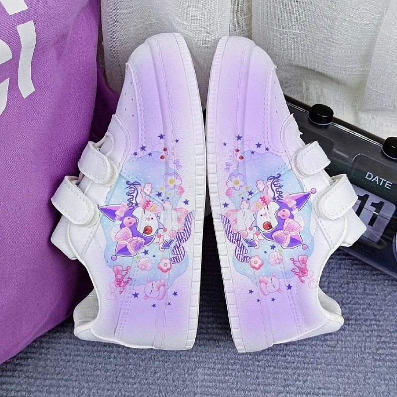 Stylish High Heels “Dream” Cartoon Print Student Sneakers Kids Size with Velcro Fastener Stylish High Heels “Dream” Cartoon Print Student Sneakers Kids Size with Velcro Fastener