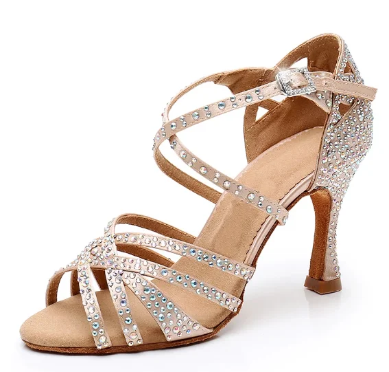 Classic Hiking Boots Rhinestone Dance Shoes Nude for Salsa Latin Bachata Dance Performance Classic Hiking Boots Rhinestone Dance Shoes Nude for Salsa Latin Bachata Dance Performance