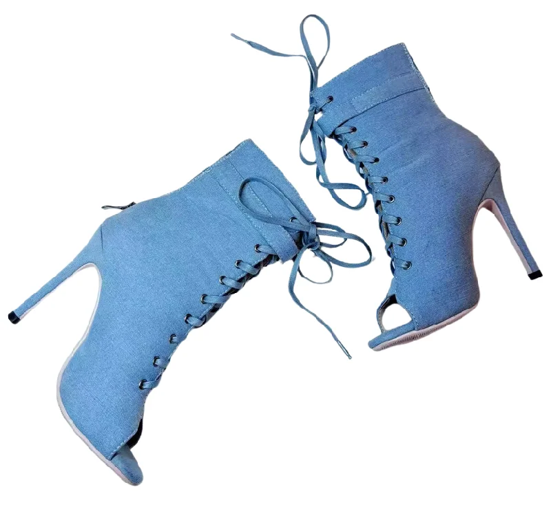 Stylish Winter Footwear Dance Boots Sexy Denim Dance Booties for Heels Salsa Bachata Dance Stylish Winter Footwear Dance Boots Sexy Denim Dance Booties for Heels Salsa Bachata Dance