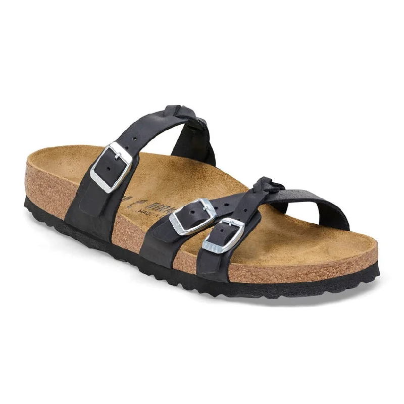 Comfortable Casual Shoes Birkenstock Franca Braided Oiled Leather Black 1026295