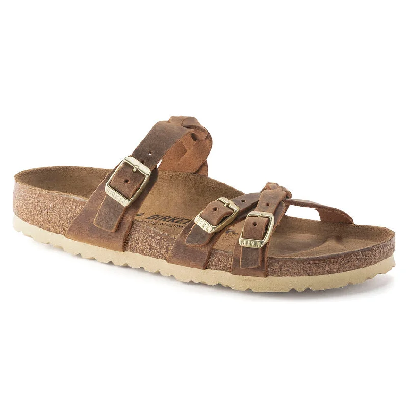 Slip-On Winter Shoes Birkenstock Franca Braided Oiled Leather Cognac 1024052