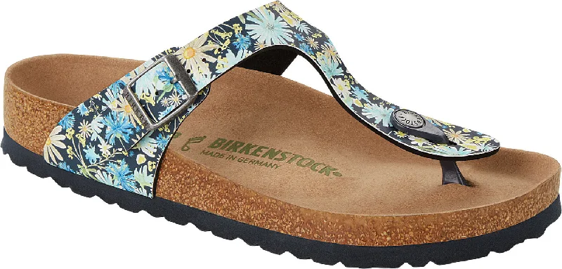 Comfortable Loafers For Men Birkenstock Gizeh BF Blue Floral Veg R 1021503