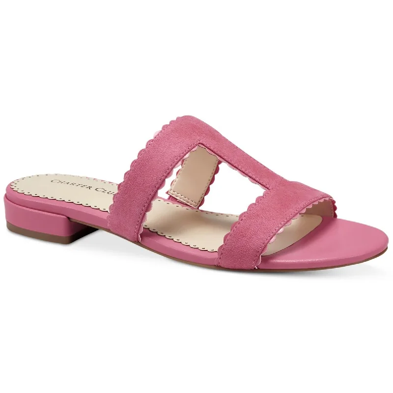 Best Running Footwear Charter Club Womens Lulia Faux Suede Scalloped Trim Slide Sandals Best Running Footwear Charter Club Womens Lulia Faux Suede Scalloped Trim Slide Sandals