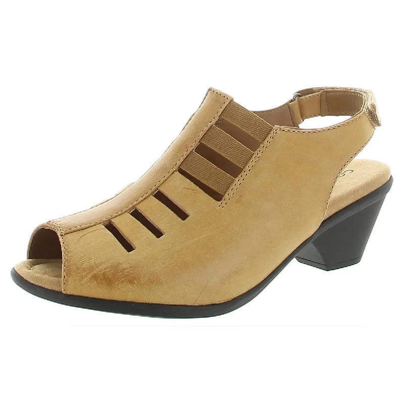 Cozy Casual Shoes Comfortiva Womens Faye Leather Peep Toe Slingback Sandals