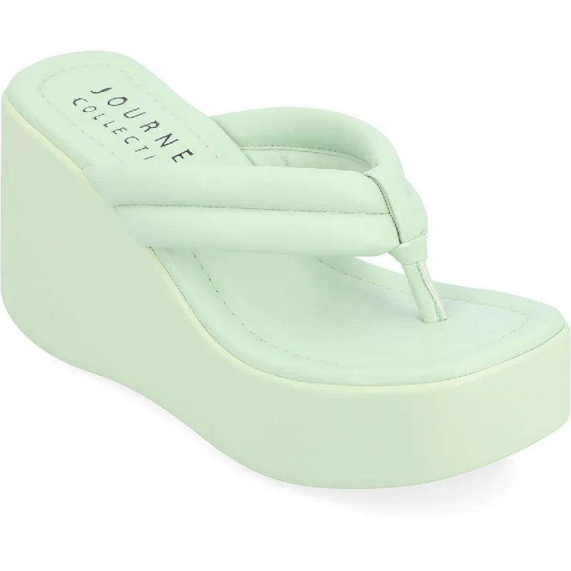 Stylish Sneakers Online Journee Collection Womens Comfort Insole Faux Leather Wedge Sandals