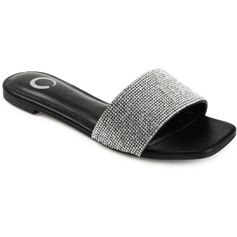 Outdoor Hiking Boots Journee Collection Womens Patent Cushioned Footbed Slide Sandals