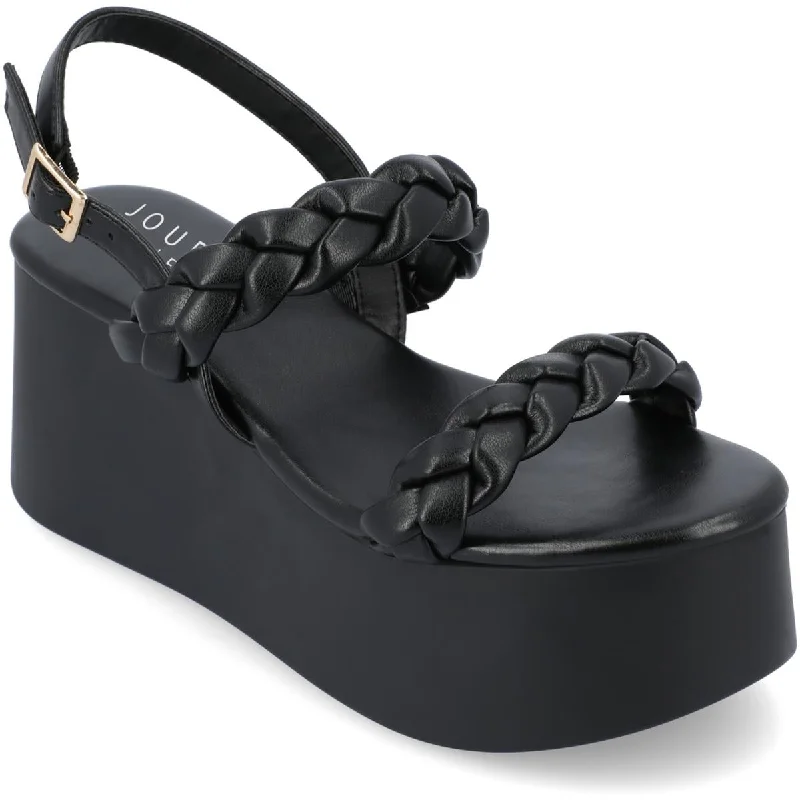 Fashionable Ankle Boots Journee Collection Womens Patent Flatform Ankle Strap
