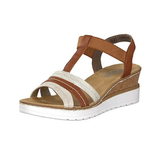 Leather Boots For Sale Rieker women sandal brown V38A1-60