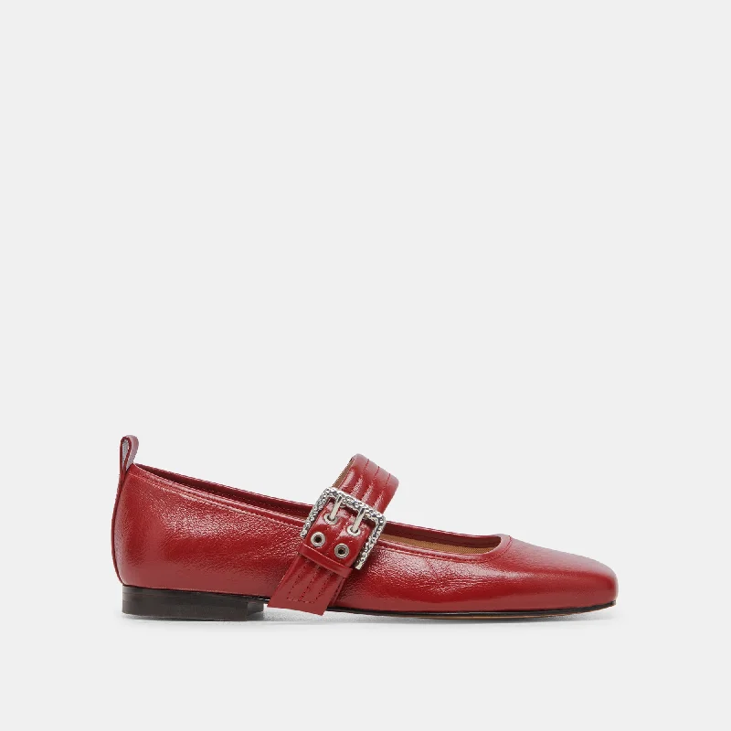 Stylish Running Footwear ARORA BALLET FLATS RED CRINKLE PATENT