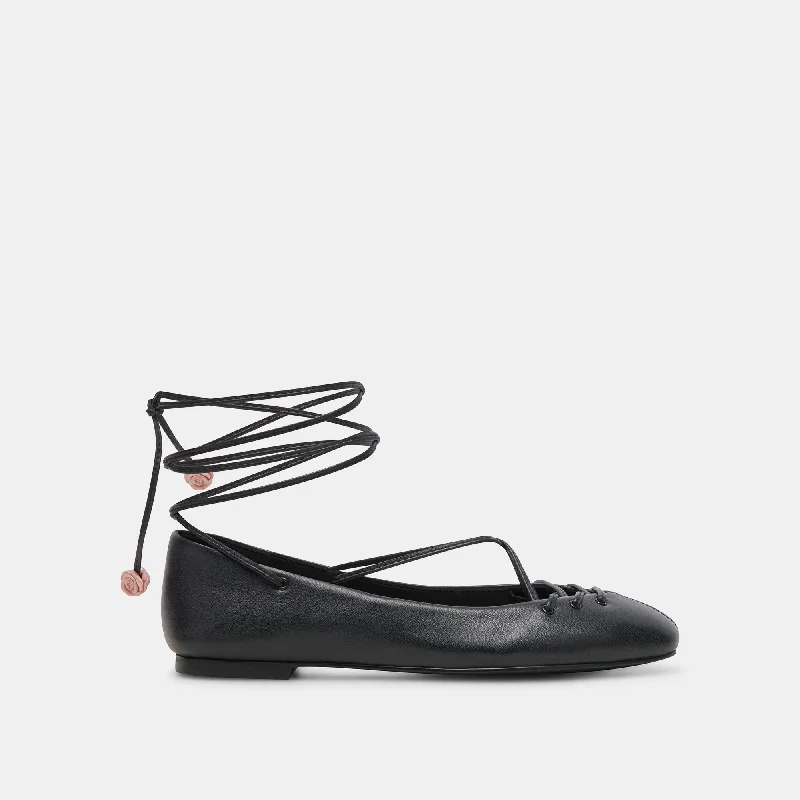Comfortable Dress Shoes BEATE BALLET FLATS BLACK LEATHER