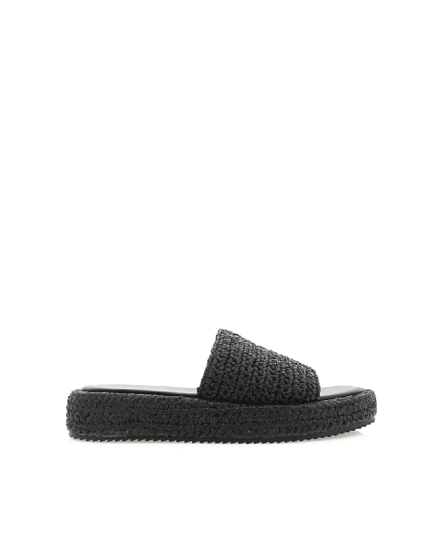 Elegant Wedding Shoes BERNADETTE - BLACK RAFFIA