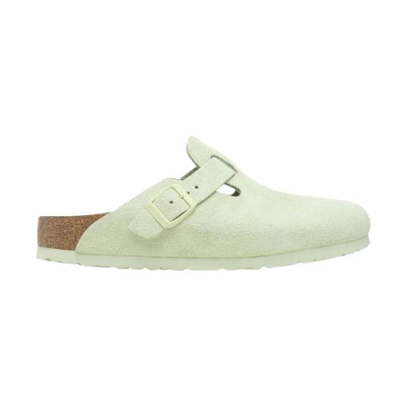 Fashionable Hiking Shoes Birkenstock Boston Soft Footbed Suede Leather Clog - Faded Lime Fashionable Hiking Shoes Birkenstock Boston Soft Footbed Suede Leather Clog - Faded Lime