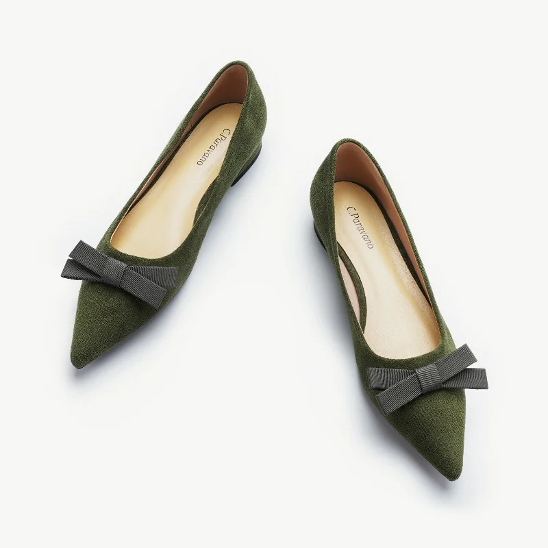 Comfortable Slippers Online Bowknot Suede Flats (Aida)