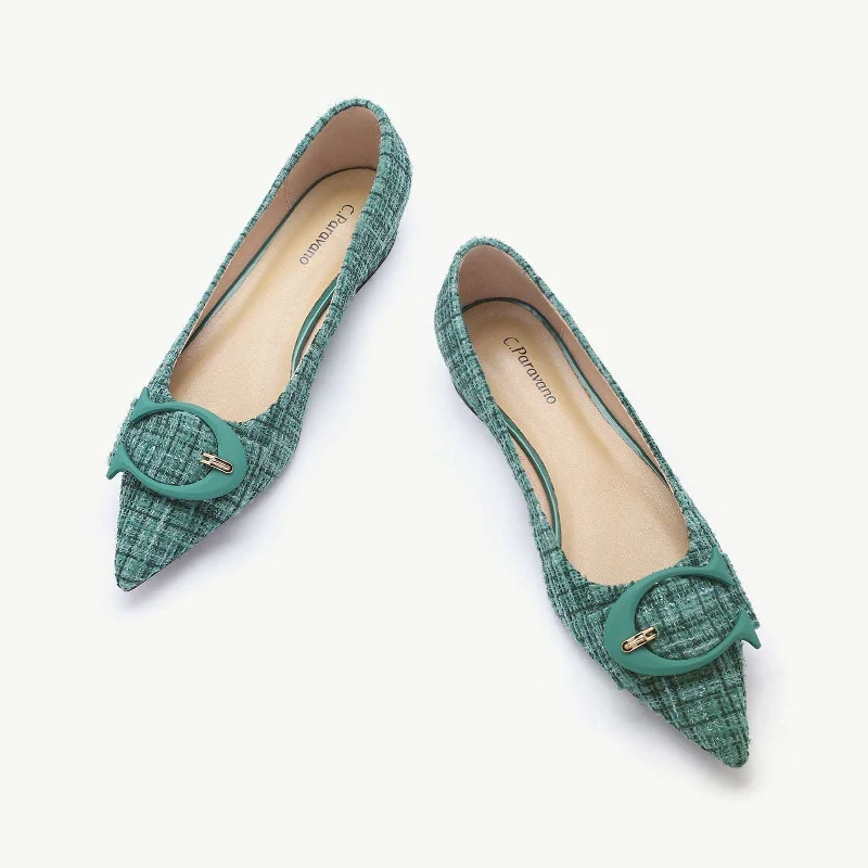 Leather Boots For Sale C Buckle Tweed Flats (Aida)