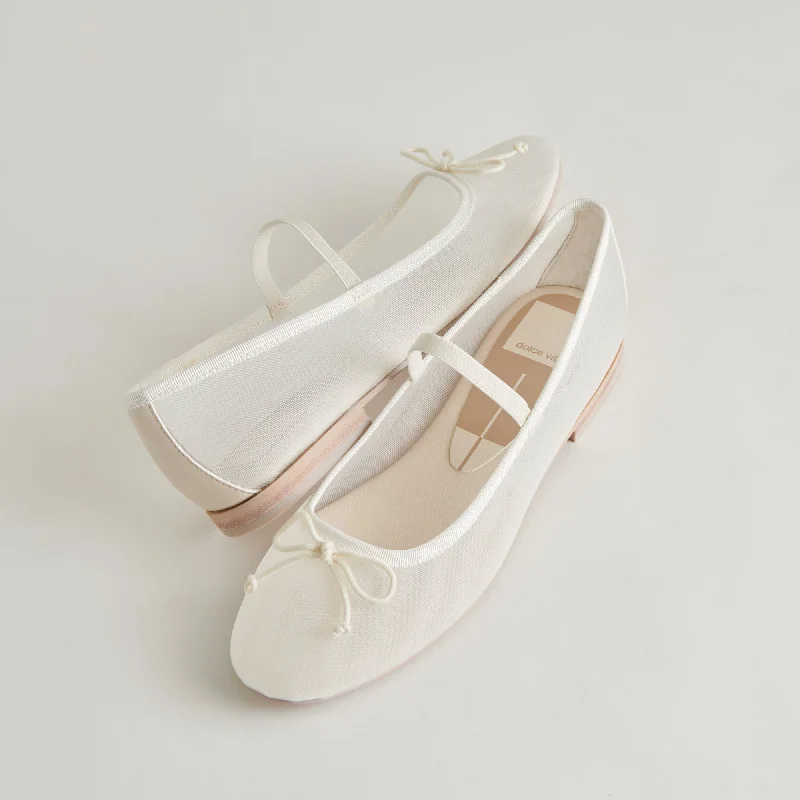 Comfortable Hiking Shoes CADEL BALLET FLATS IVORY MESH