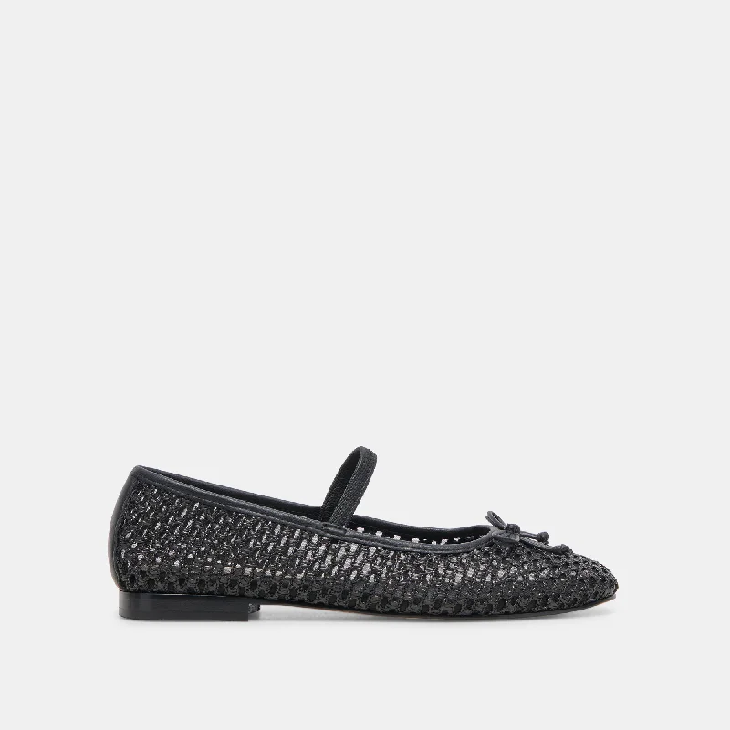 Sporty Running Shoes CARIN RAFFIA BALLET FLATS ONYX RAFFIA