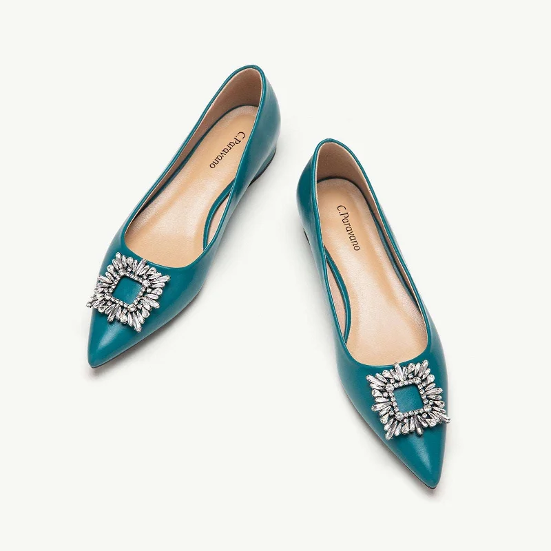 Elegant Wedding Shoes Crystal Buckle Flats (Aida)