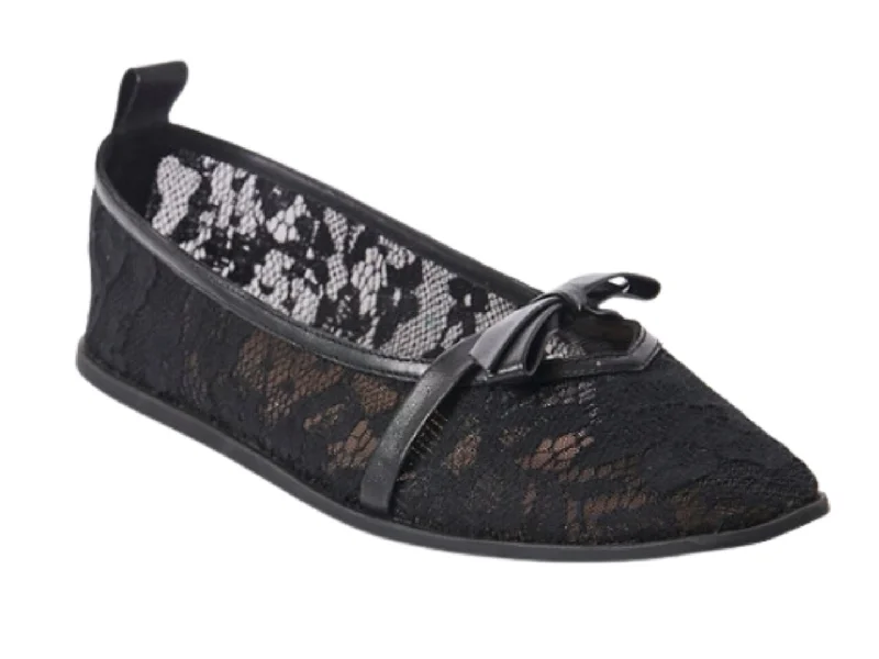 Best Sneakers For Running Free People: Mesh Mania Bow Flat in Black Pattern / Embroidered
