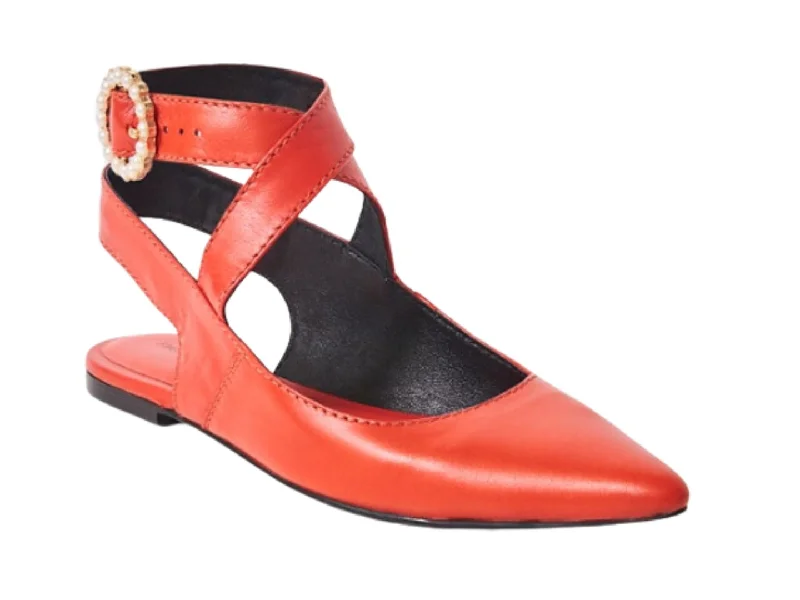 Comfortable Slippers For Home Free People: Parisa Point Flat in Red