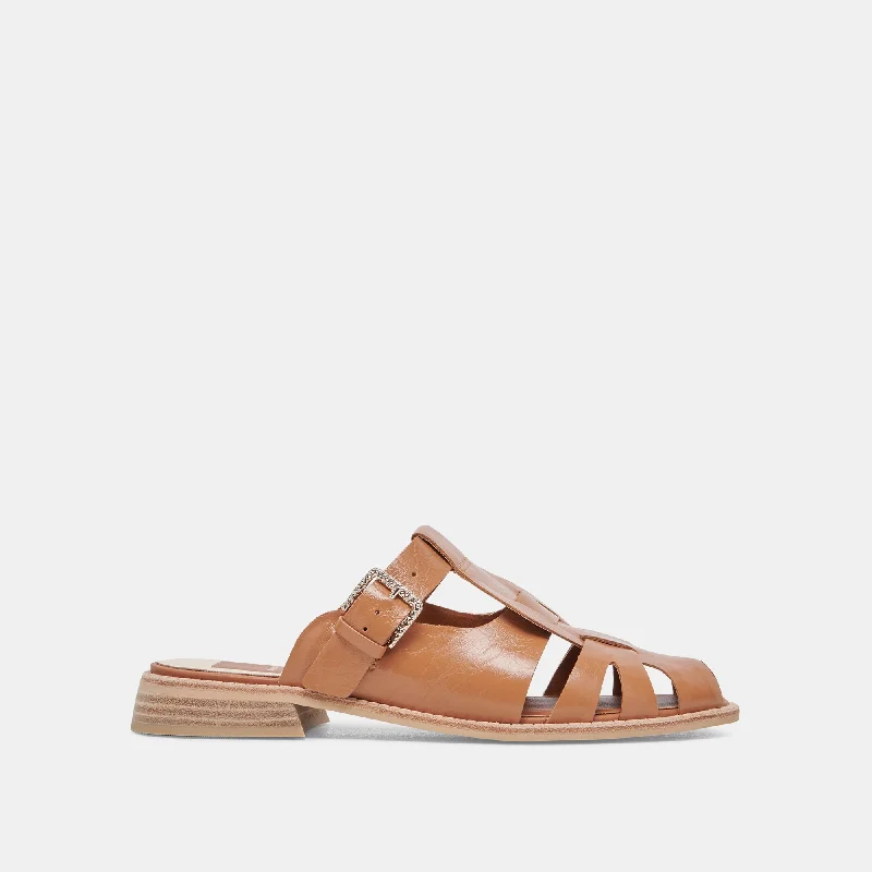 Trendy Lace-Up Shoes HIPPIE FLATS TAN CRINKLE PATENT