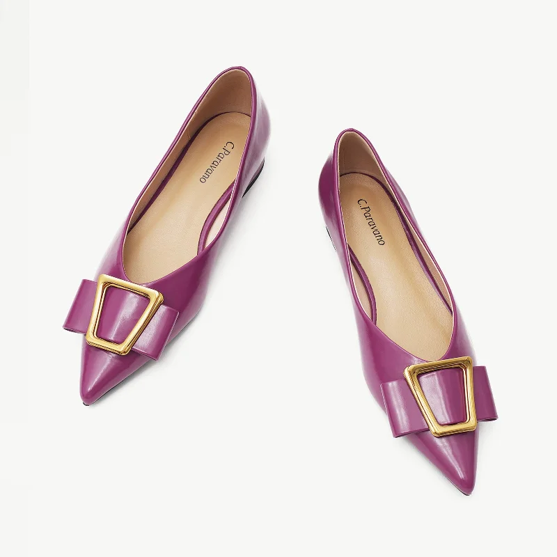 Slip-On Winter Shoes Trapezoidal Metal Tie Flats (Aida)
