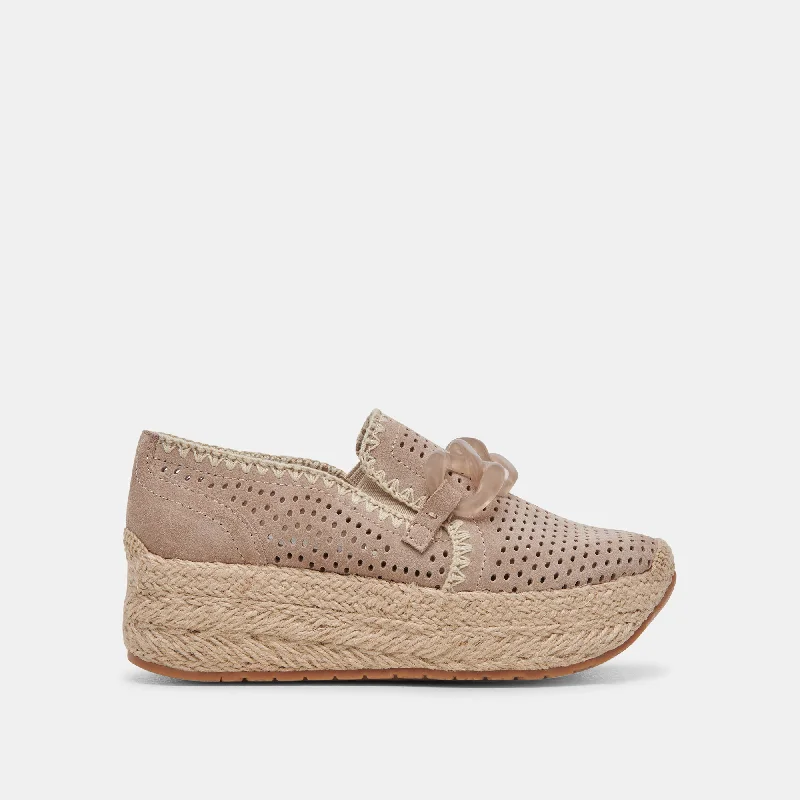 Best Flat Shoes Online JHENEE ESPADRILLE SNEAKERS TAUPE PERFORATED SUEDE