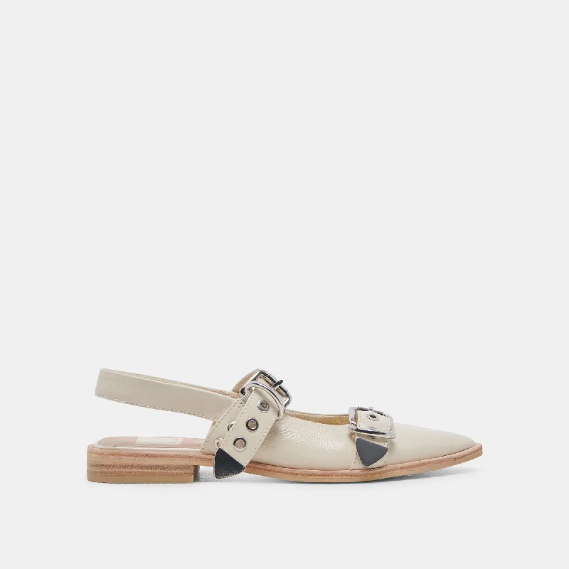 Running Shoes For Sale LABELL FLATS IVORY CRINKLE PATENT