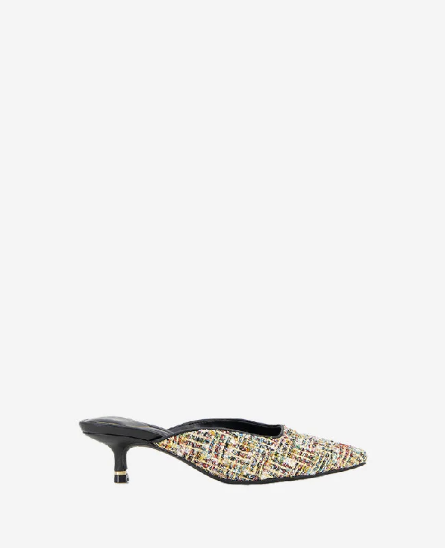 Cozy Winter Shoes Margo Fabric Kitten Heel Mule