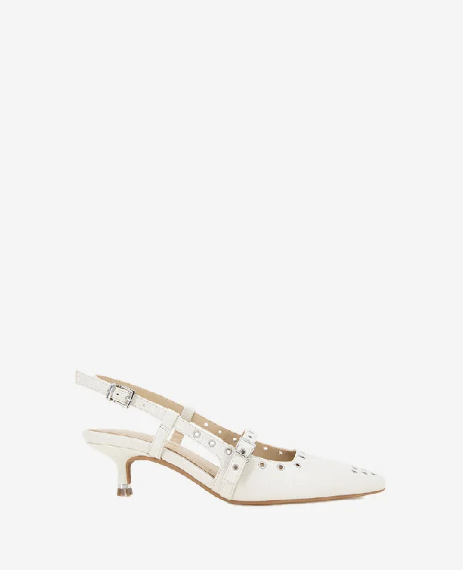 Formal Leather Shoes Martha Patent Eyelet Slingback Heel