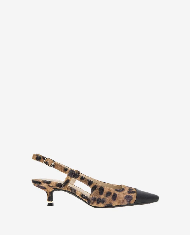 Comfortable Flats For Work Martha Suede Toe Cap Slingback Heel