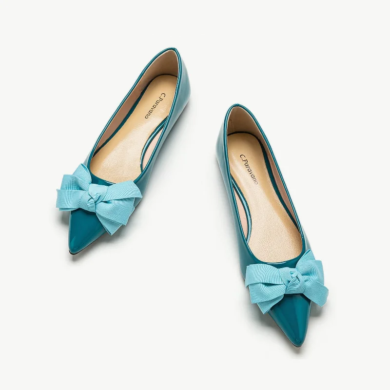Comfortable Loafers For Work Patent Pointy Bow Flats (Aida)