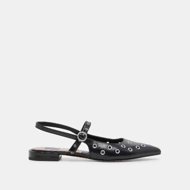 Comfortable Casual Shoes PENNEY STUD FLATS MIDNIGHT CRINKLE PATENT