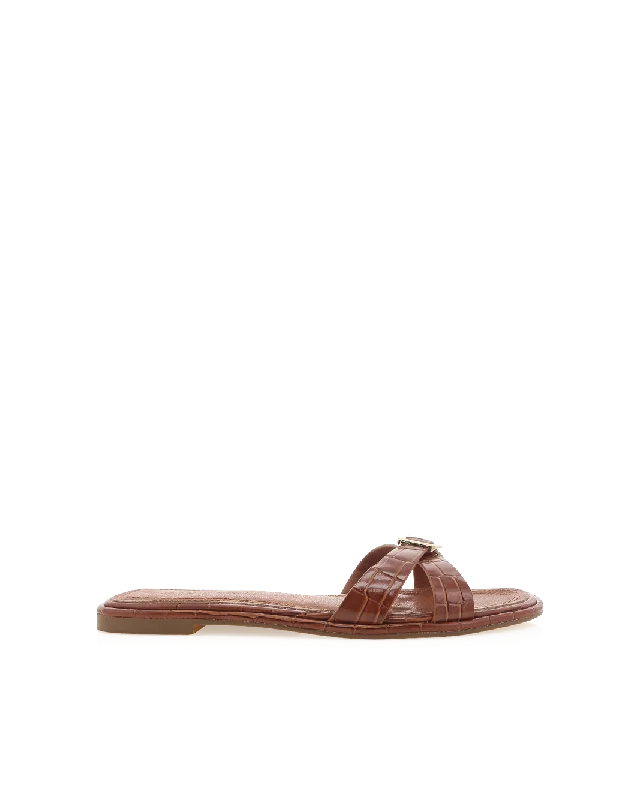Luxury Leather Sneakers PERLINE - DARK TAN CROC