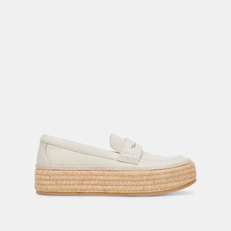 Fashionable Flat Shoes RANNA LOAFERS IVORY LEATHER