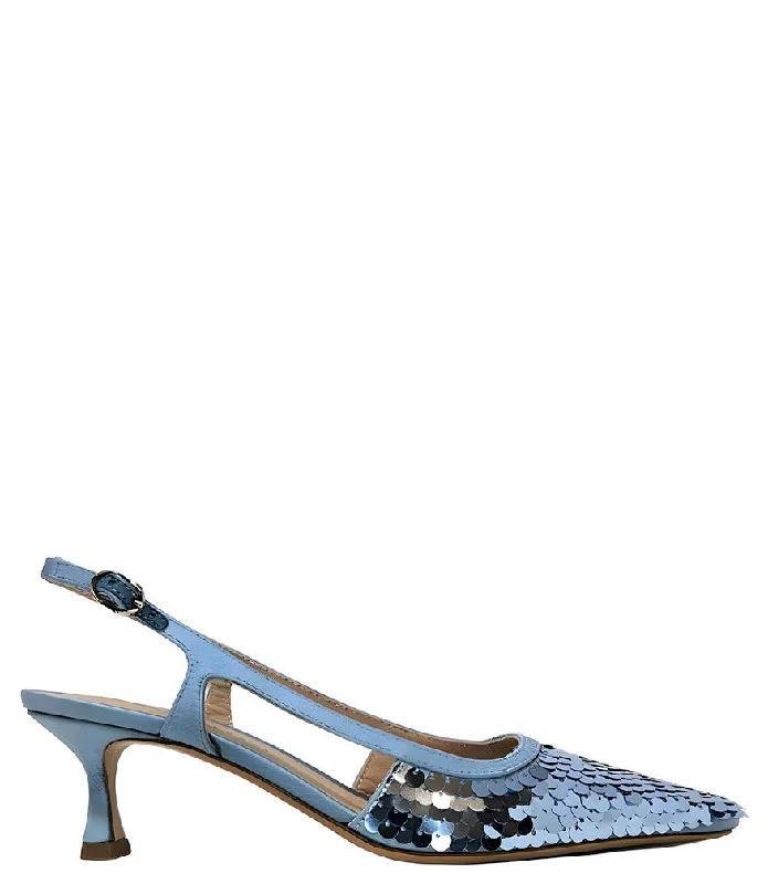 Running Shoes For Sale Roberto Festa Blue Sequence Snip Toe Slingback Heel