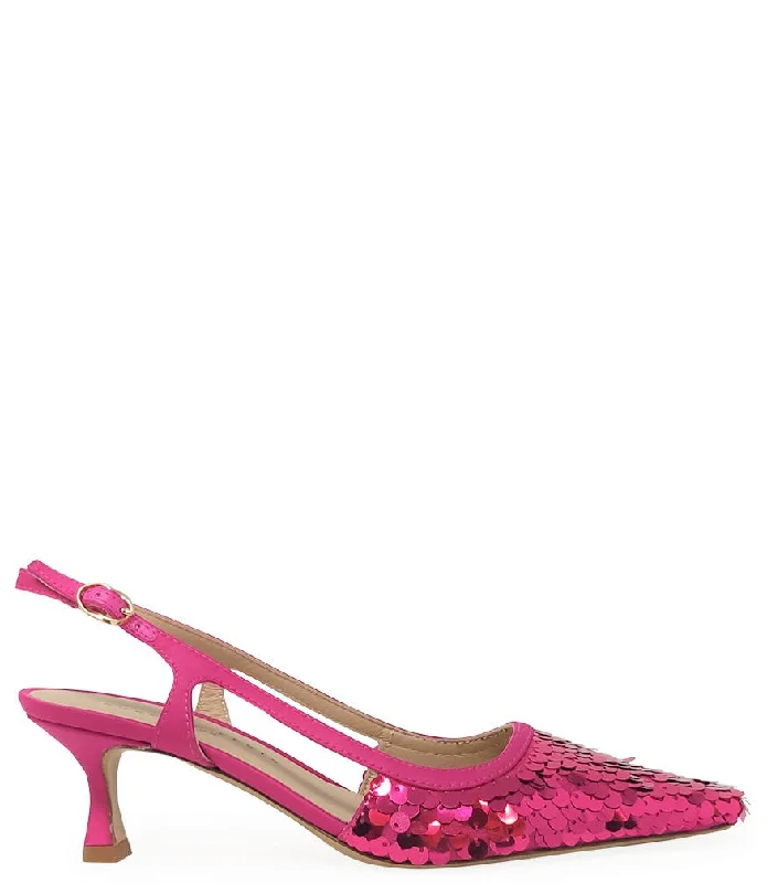 Trendy High Top Sneakers Roberto Festa Fuchsia Sequence Snip Slingback Heel