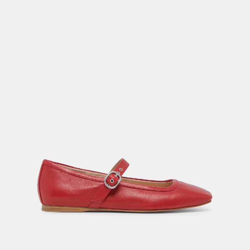 Lightweight Running Shoes RODNI BALLET FLATS RED LEATHER