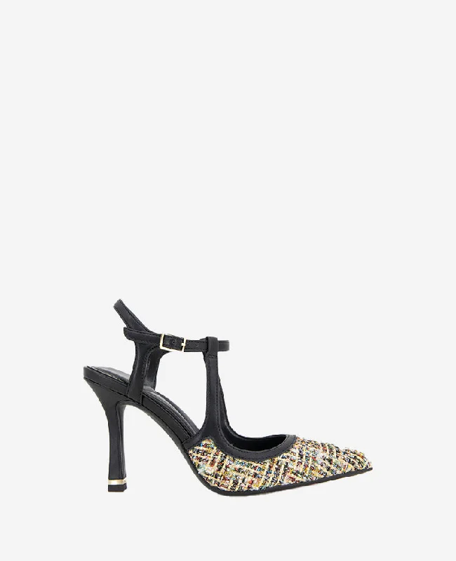 Trendy Summer Sandals Romi Fabric Ankle Heel Slingback