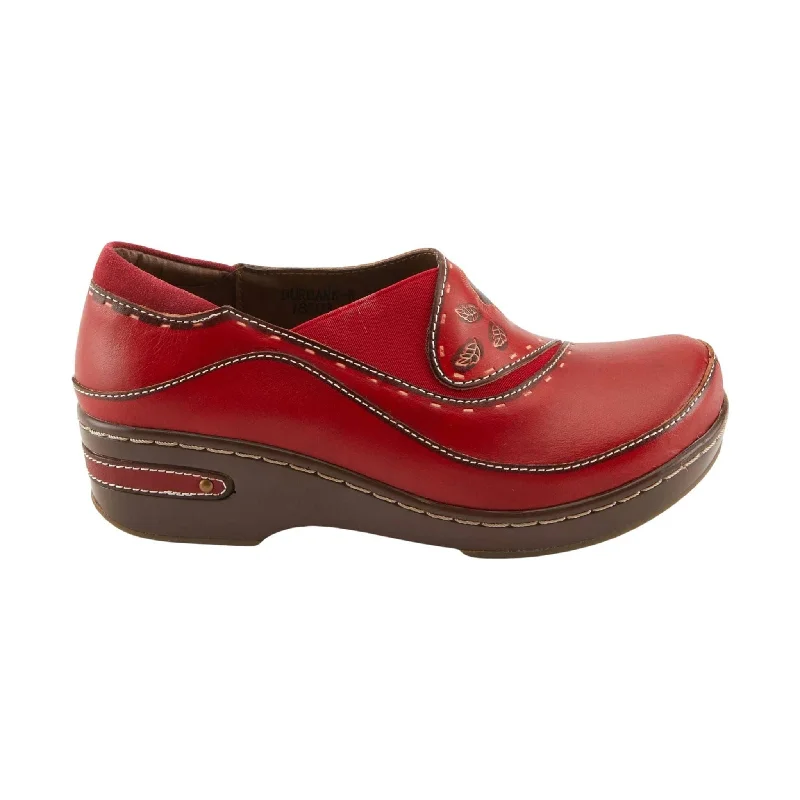 Trendy Platform Sneakers Spring Step L'artiste Women's Burbank Clogs - Red