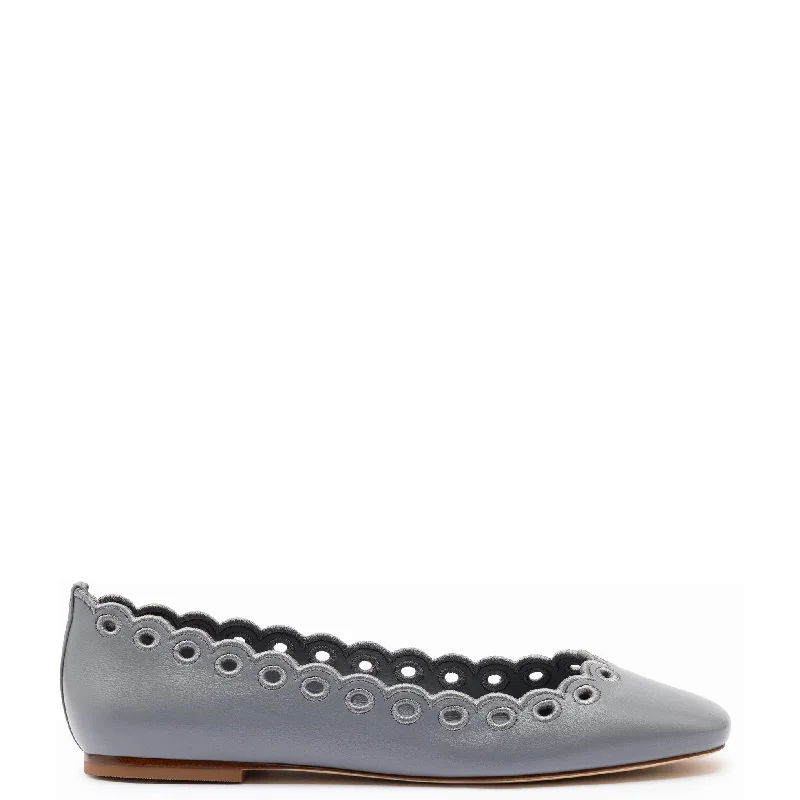 High Quality Sneakers Meghan Broderie Flat In Titanium Leather