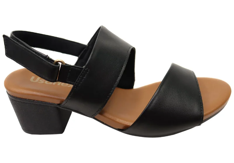 Designer Boots Collection Usaflex Lorrie Womens Comfortable Leather Mid Heel Sandals Designer Boots Collection Usaflex Lorrie Womens Comfortable Leather Mid Heel Sandals