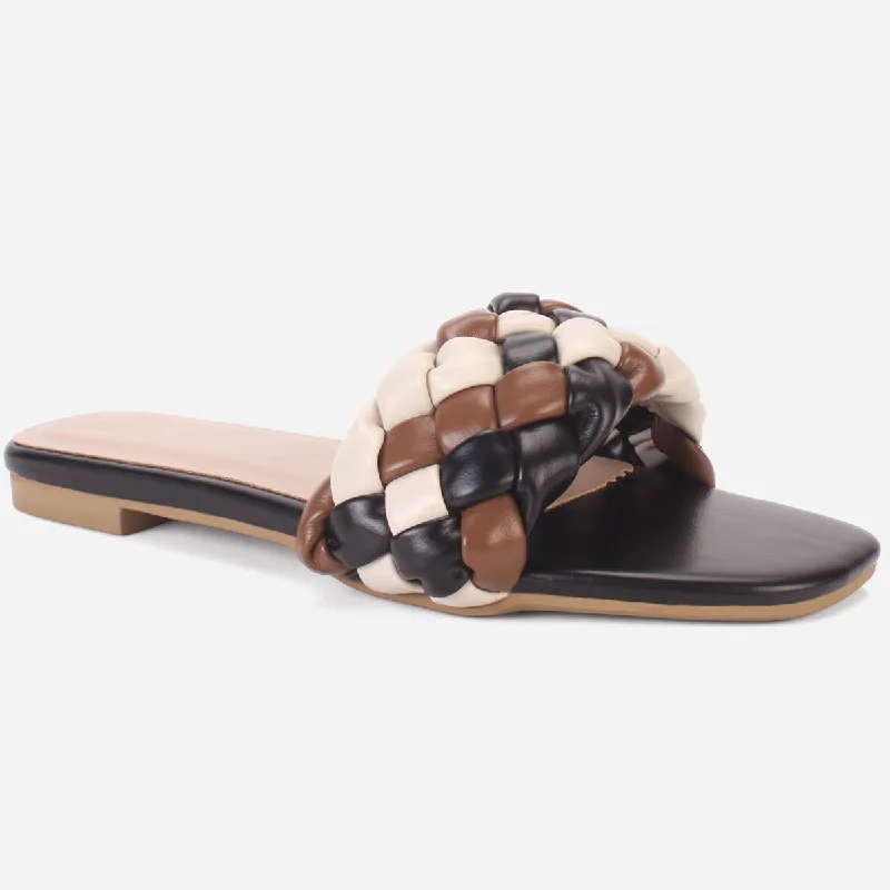 Leather Sneakers For Sale Womens "AMUNET" Braided Open Toe Summer Slippers