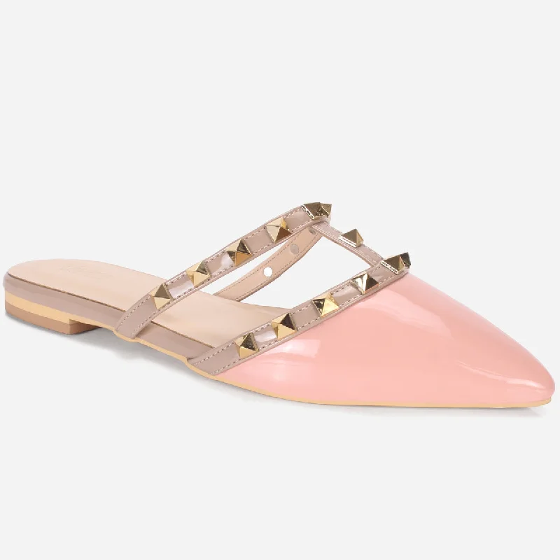 Summer Flip Flops Womens "FRIDA" Adorned Pointed Slide In Slipper