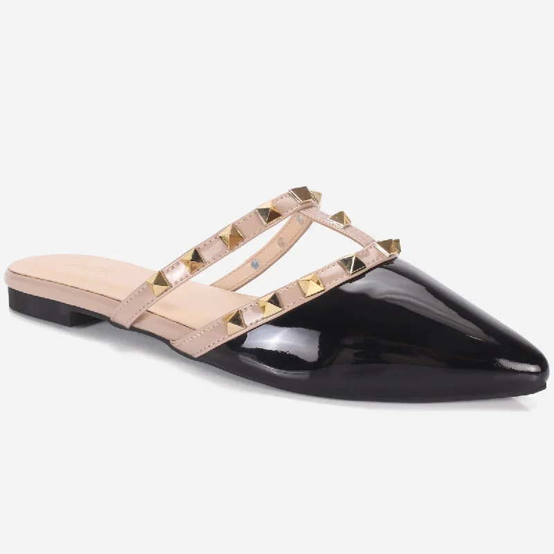 Trendy Lace-Up Shoes Womens "FRIDA" Adorned Pointed Slide In Slipper