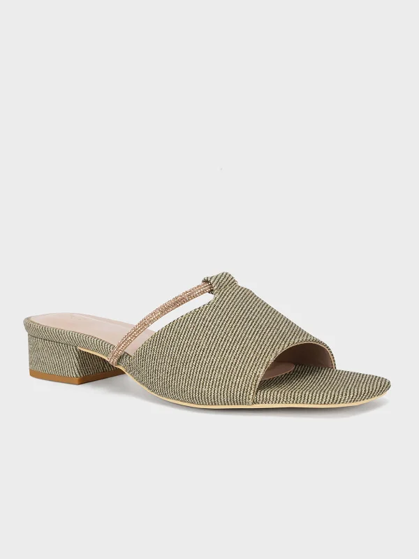 Leather Casual Shoes Womens "ITALIA" Stylish Block Heel Slipper