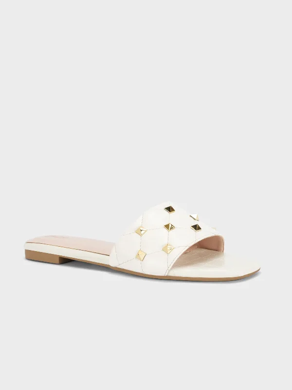 Formal Leather Shoes Women's "RAMONA" Decorated Summer Flat Slippers