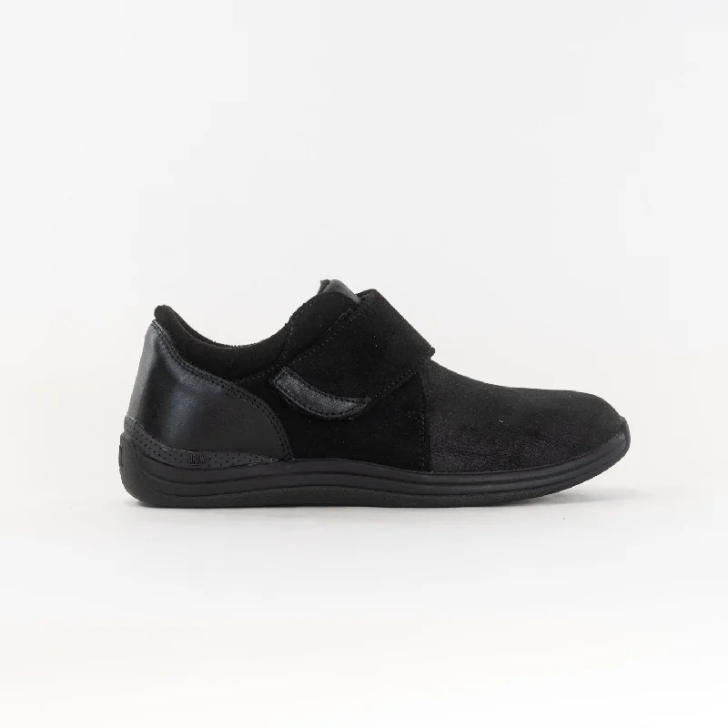 Luxury Leather Sneakers Drew Moonlite (Women's) - Black Stretch Leather