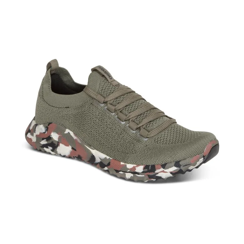 Stylish Winter Footwear Aetrex Carly Lace/Slip on Olive Camo AS204