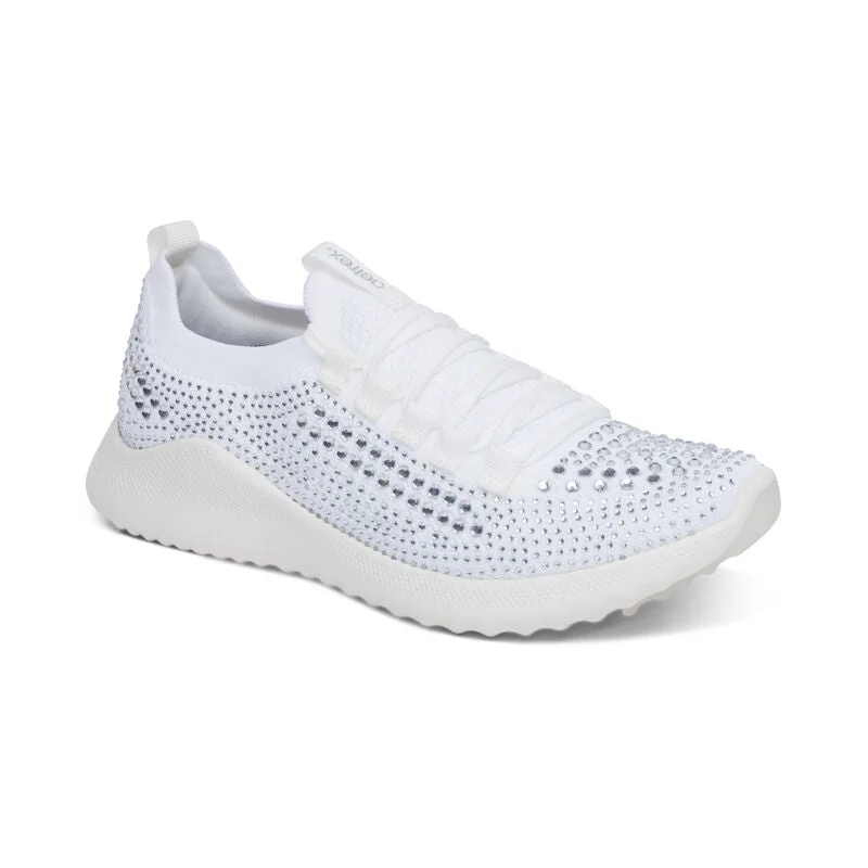 Chic High Heels Collection Aetrex Carly Sparkle Lace/Slip on White AS251
